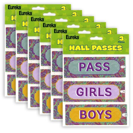 Eureka Positively Paisley Hall Passes, 6" x 2", Set of 3